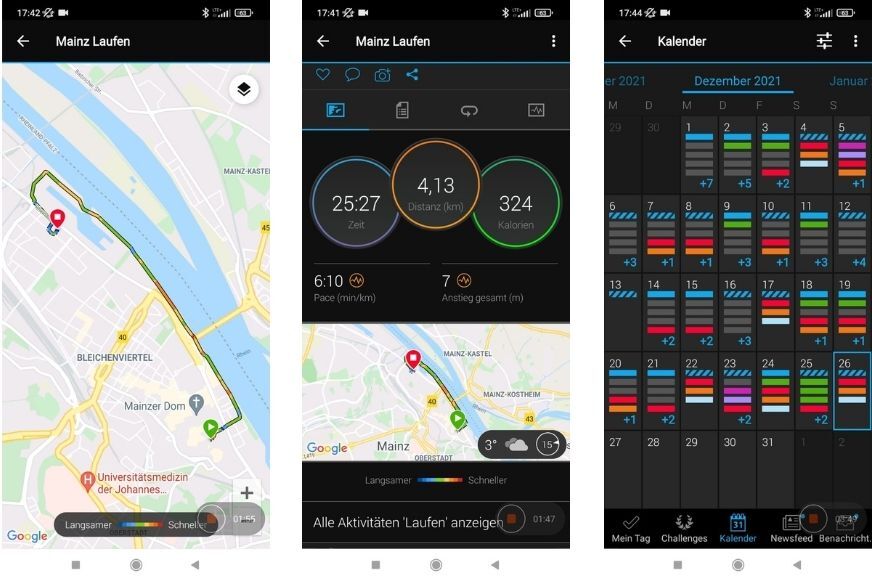 Man sieht die Trainingsdaten in der Garmin Connect App.